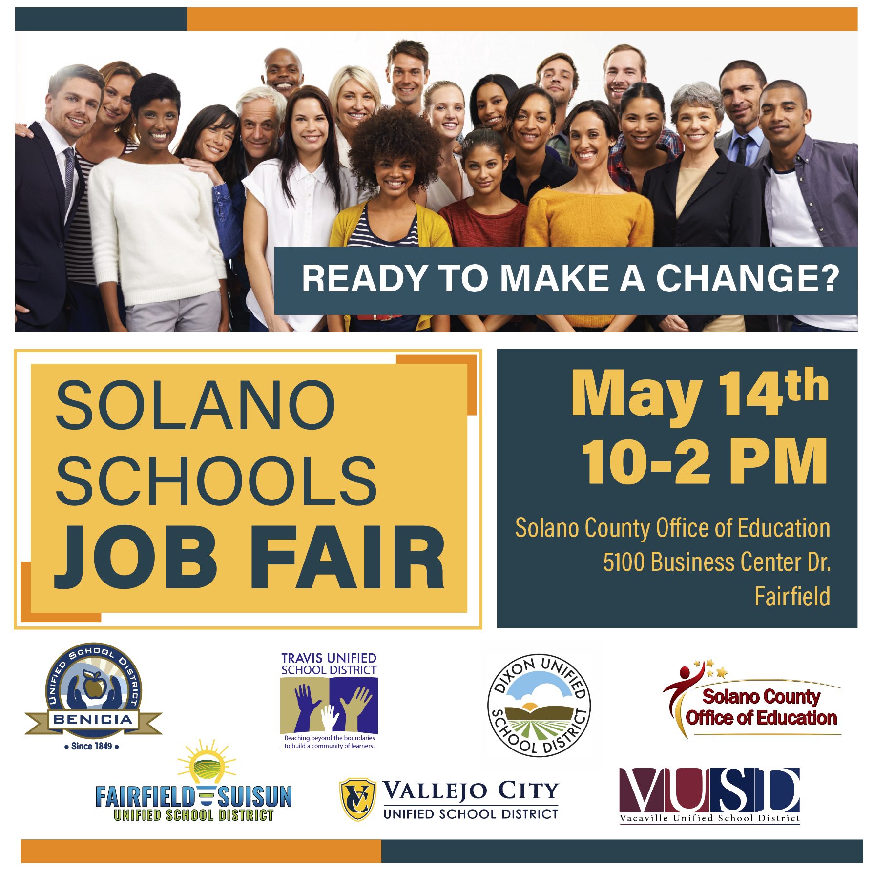 Solano Schools Job Fair may 14th 10-2pm @ Solano county office of ed