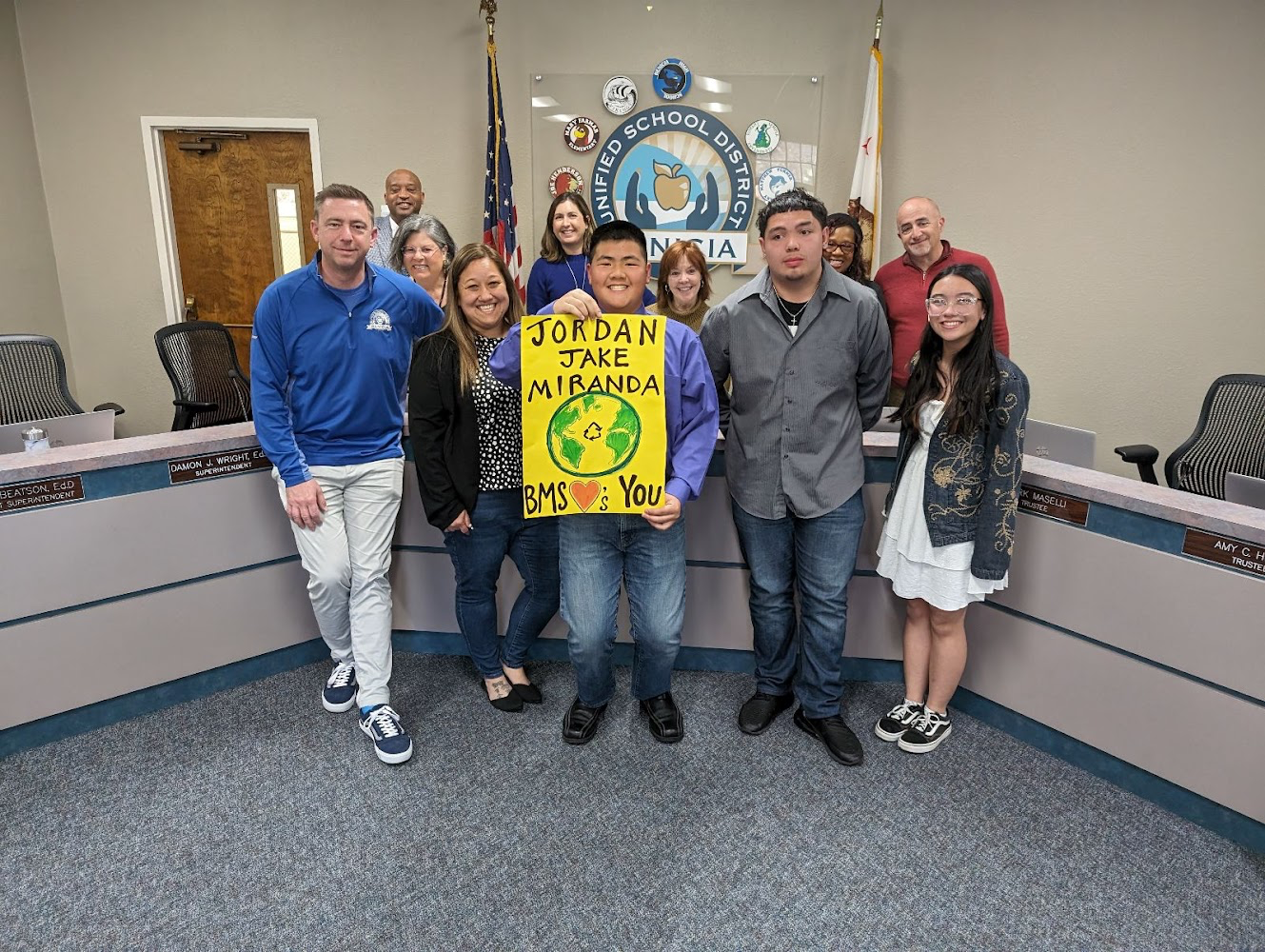 Ms. Bonnie Ramirez and BMS Recycling Club Students Honored at the March 14, 2024, Governing Board Meeting